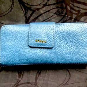 Fossil blue leather wallet